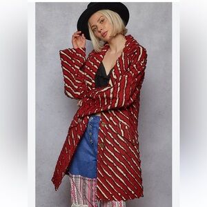 POL Textured Plaid Lightweight Coat Jacket Red Women’s Size M